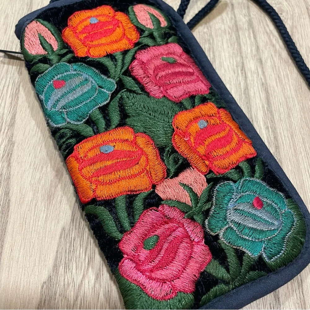Mini Crossbody Velvet Embroidered Phone Card Holders